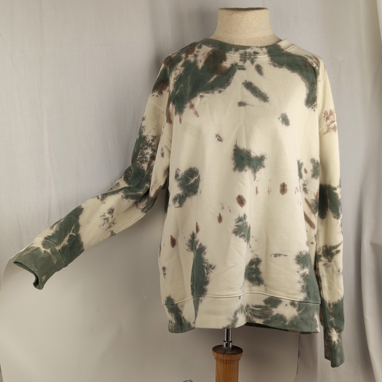 Lucky Brand Tie Dye Splash Pullover Sweatshirt Olive Grunge Sz M